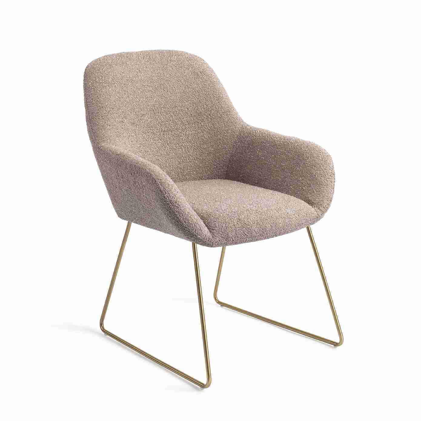 Jesper Home Eetkamerstoel 'Kushi' Slide Gold, kleur Stone Haze