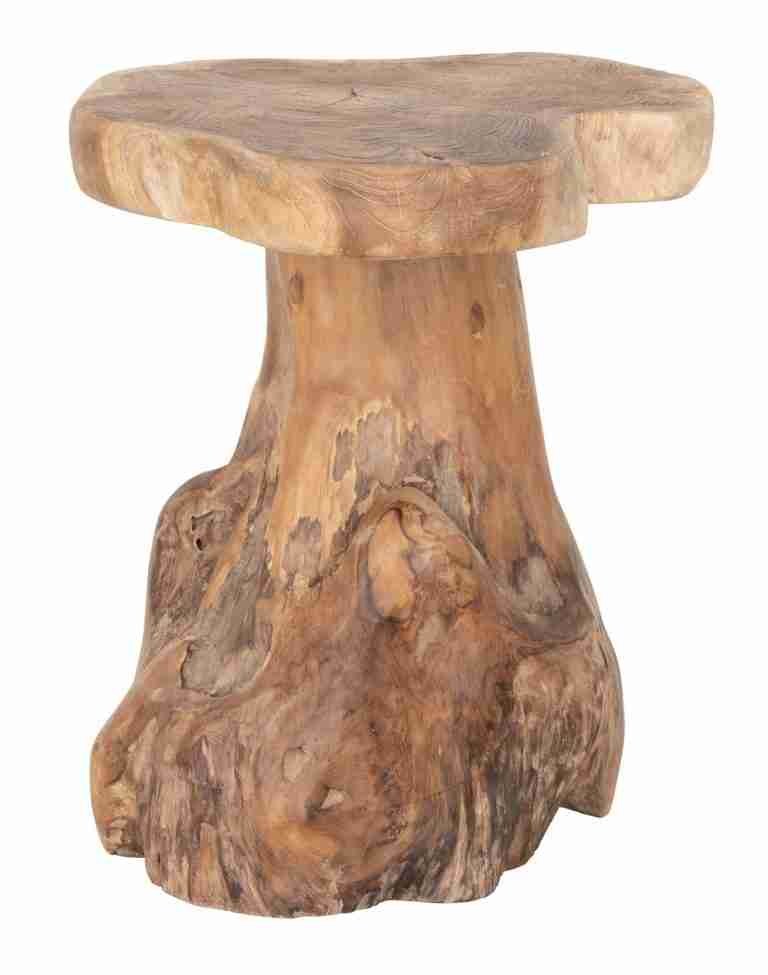 MUST Living Bijzettafel 'Mushroom' Teakhout, 40cm, kleur Naturel