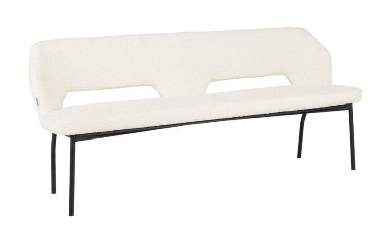 MUST Living Eetkamerbank 'Bloom' Bouclé, 190cm, kleur Naturel