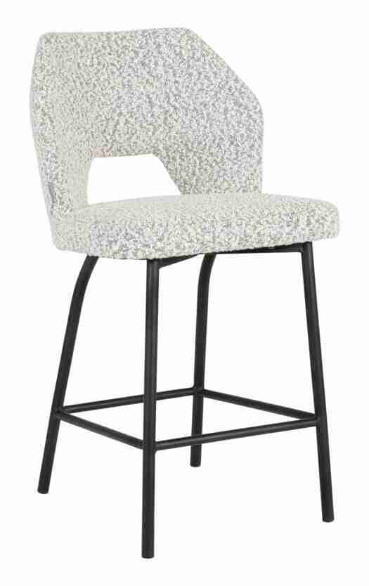 MUST Living Barstoel 'Bloom' Bouclé, kleur Lichtgrijs (zithoogte 65cm)