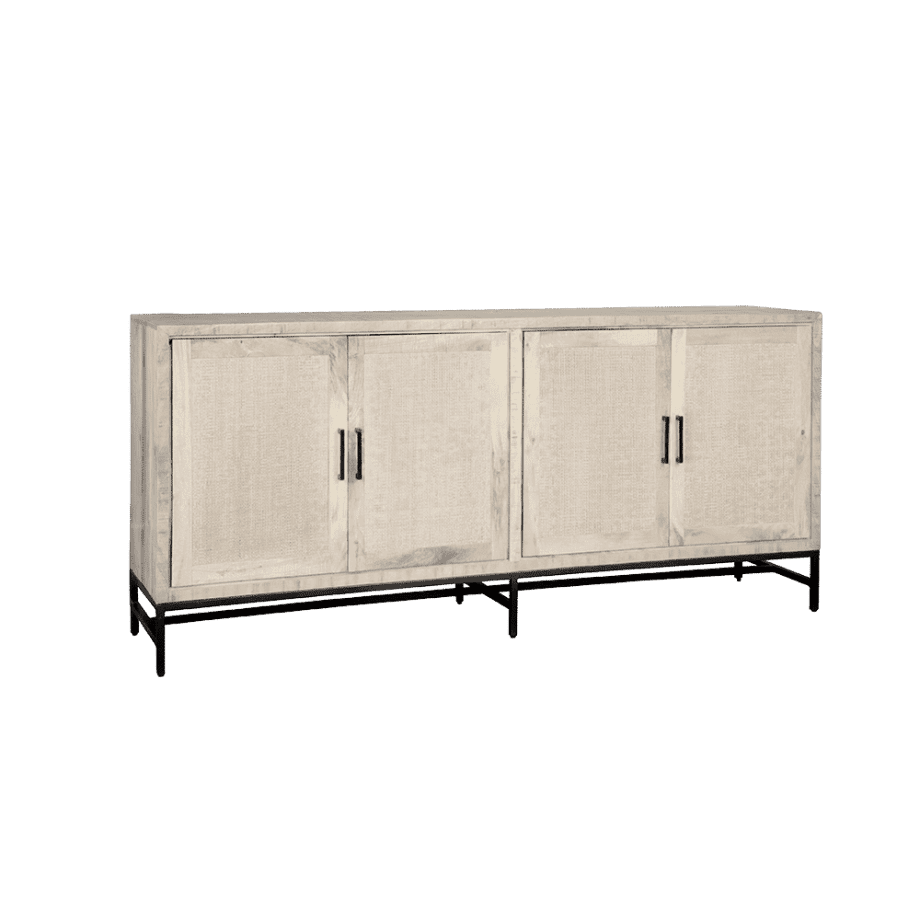 RENEW Dressoir 'Carini' Hout en Webbing, 200cm, kleur Wit