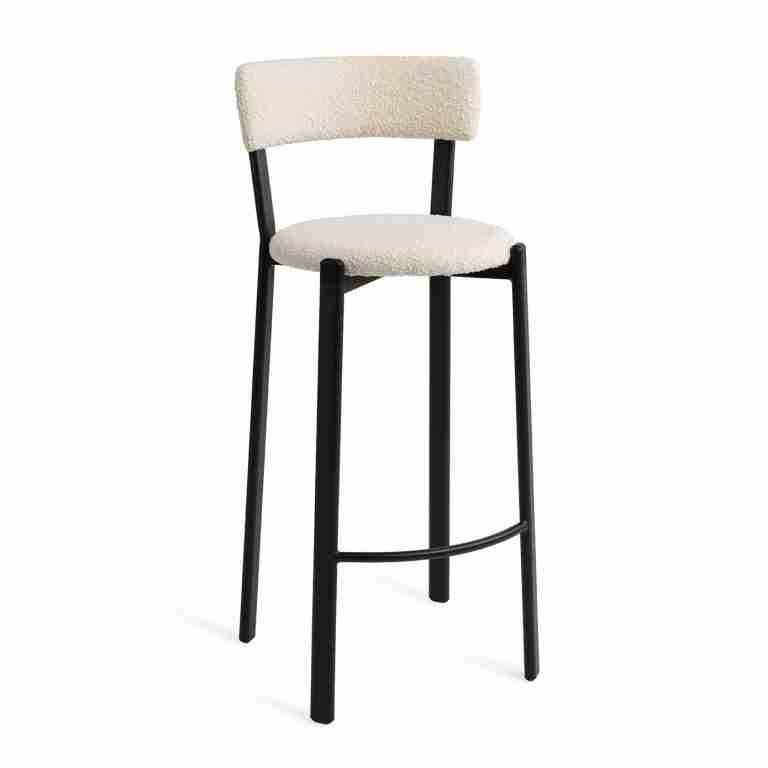 Jesper Home Barkruk 'Obu' Bouclé, kleur Icing on the Cake (zithoogte 75cm)