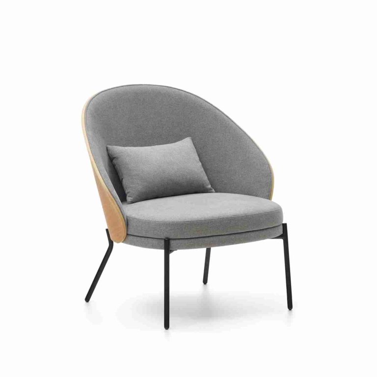 Kave Home Fauteuil 'Eamy' Essenhout, kleur Lichtgrijs/Naturel