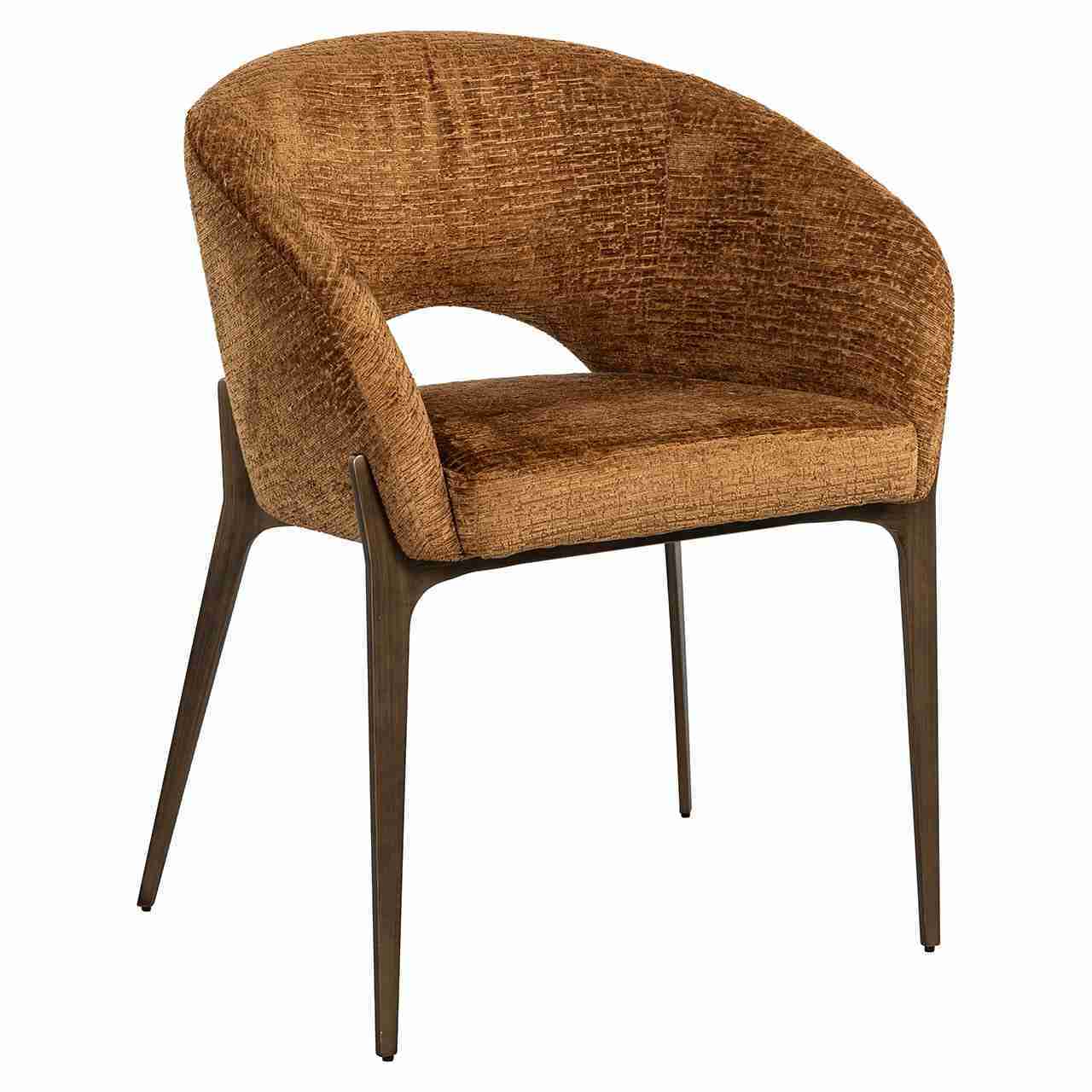 Richmond Eetkamerstoel 'Kenzi' Chenille, kleur Cognac