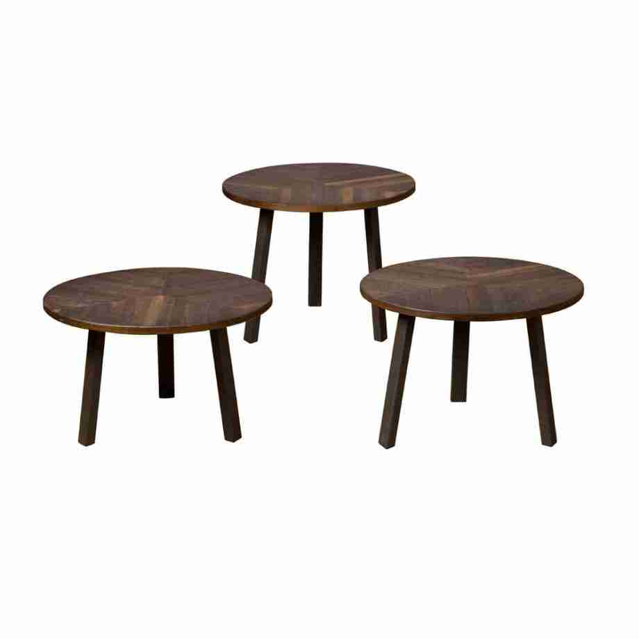RENEW Bijzettafel 'Lazio' Teakhout, Set van 3 stuks, kleur Wine