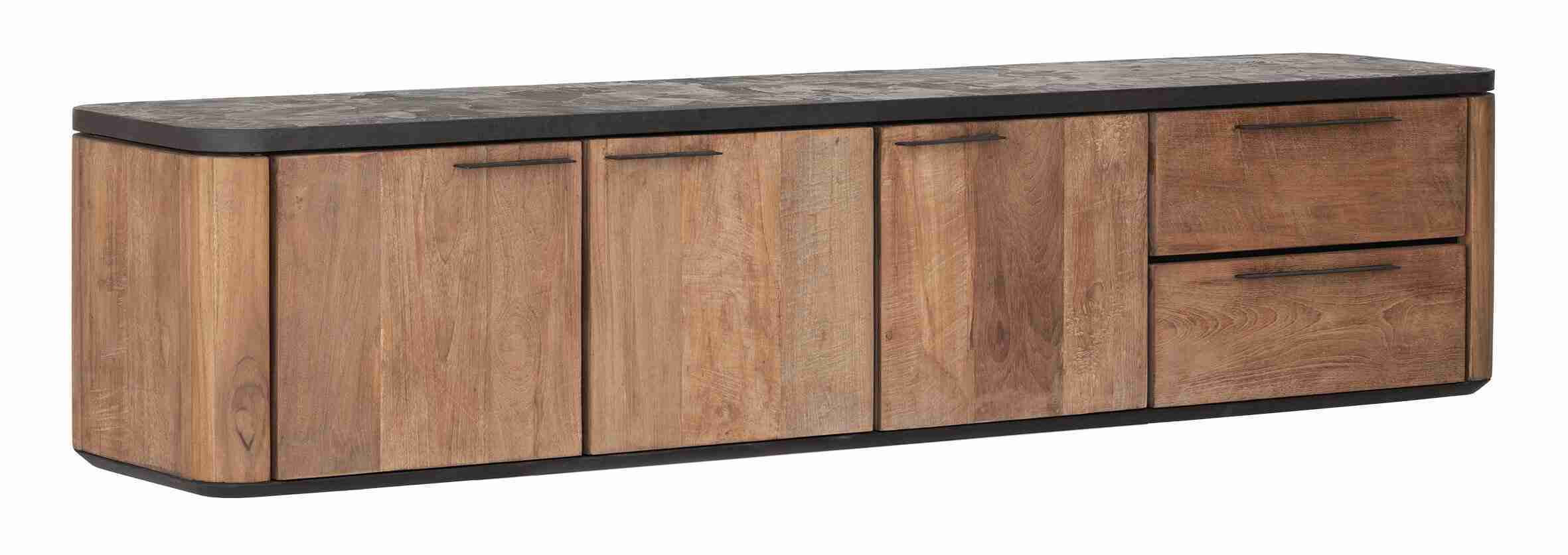 DTP Home Zwevend TV-meubel 'Soho' Teakhout en betonlook, 190cm