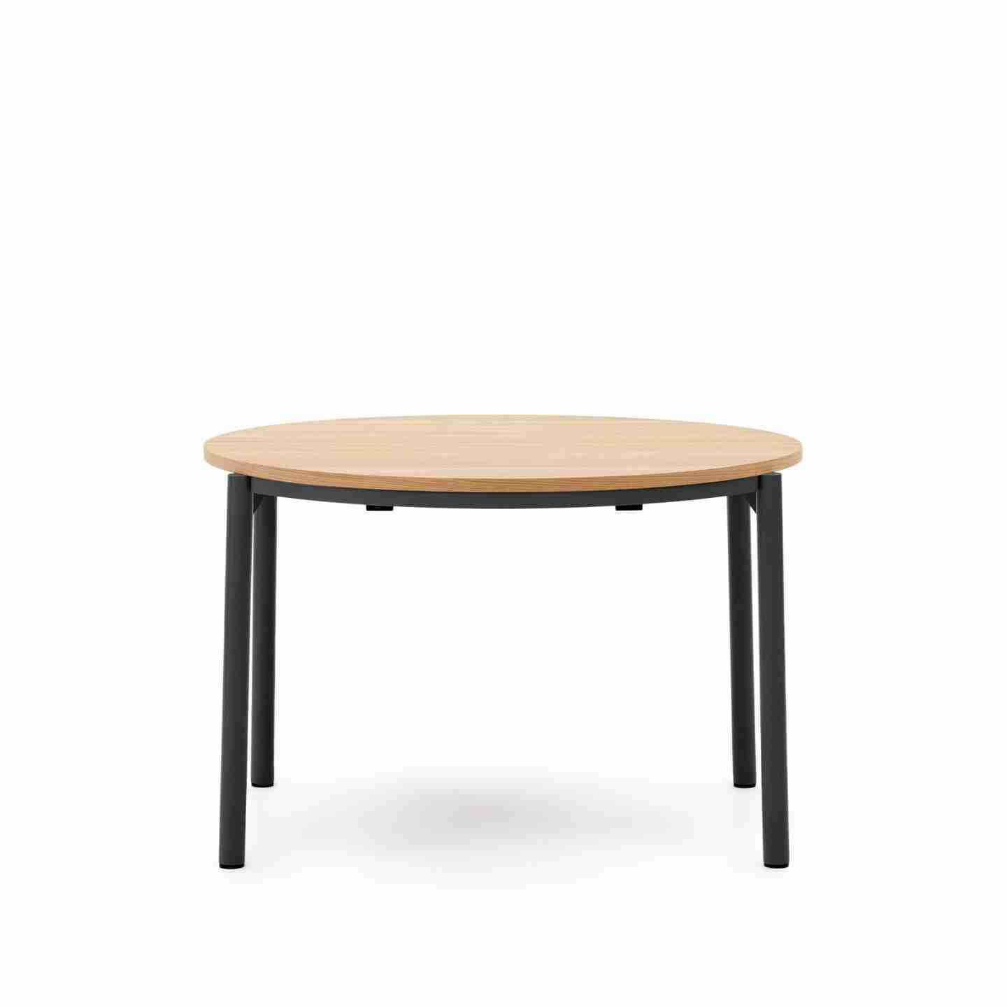 Kave Home Ronde Uitschuifbare Eettafel 'Montuiri' Eiken, 120 - 200 x 120cm, kleur Zwart