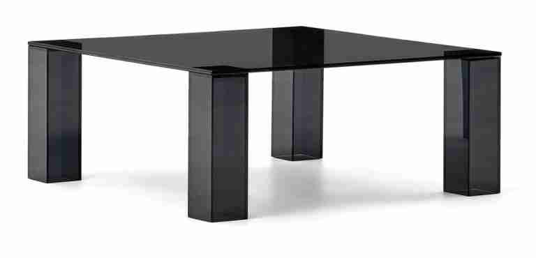 Kave Home Salontafel 'Adularia' Glas, 85 x 85cm, kleur Donkergrijs