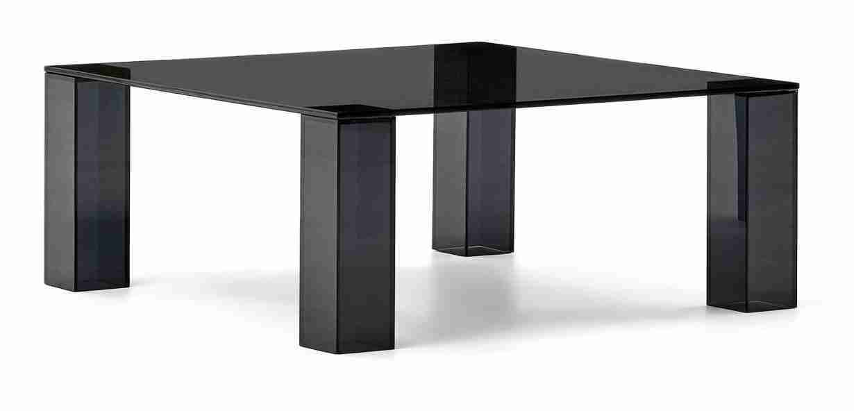 Kave Home Salontafel 'Adularia' Glas, 85 x 85cm, kleur Donkergrijs