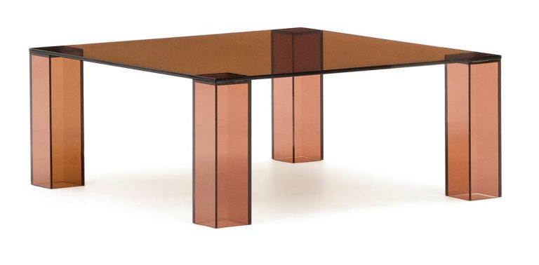 Kave Home Salontafel 'Adularia' Glas, 85 x 85cm, kleur Bruin