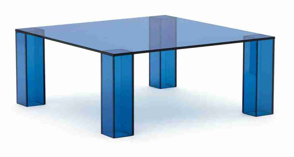 Kave Home Salontafel 'Adularia' Glas, 85 x 85cm, kleur Blauw