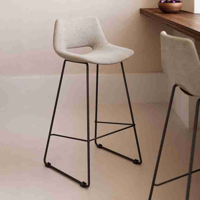 Kave Home Barkruk 'Zahara' kleur Beige (zithoogte 65cm)