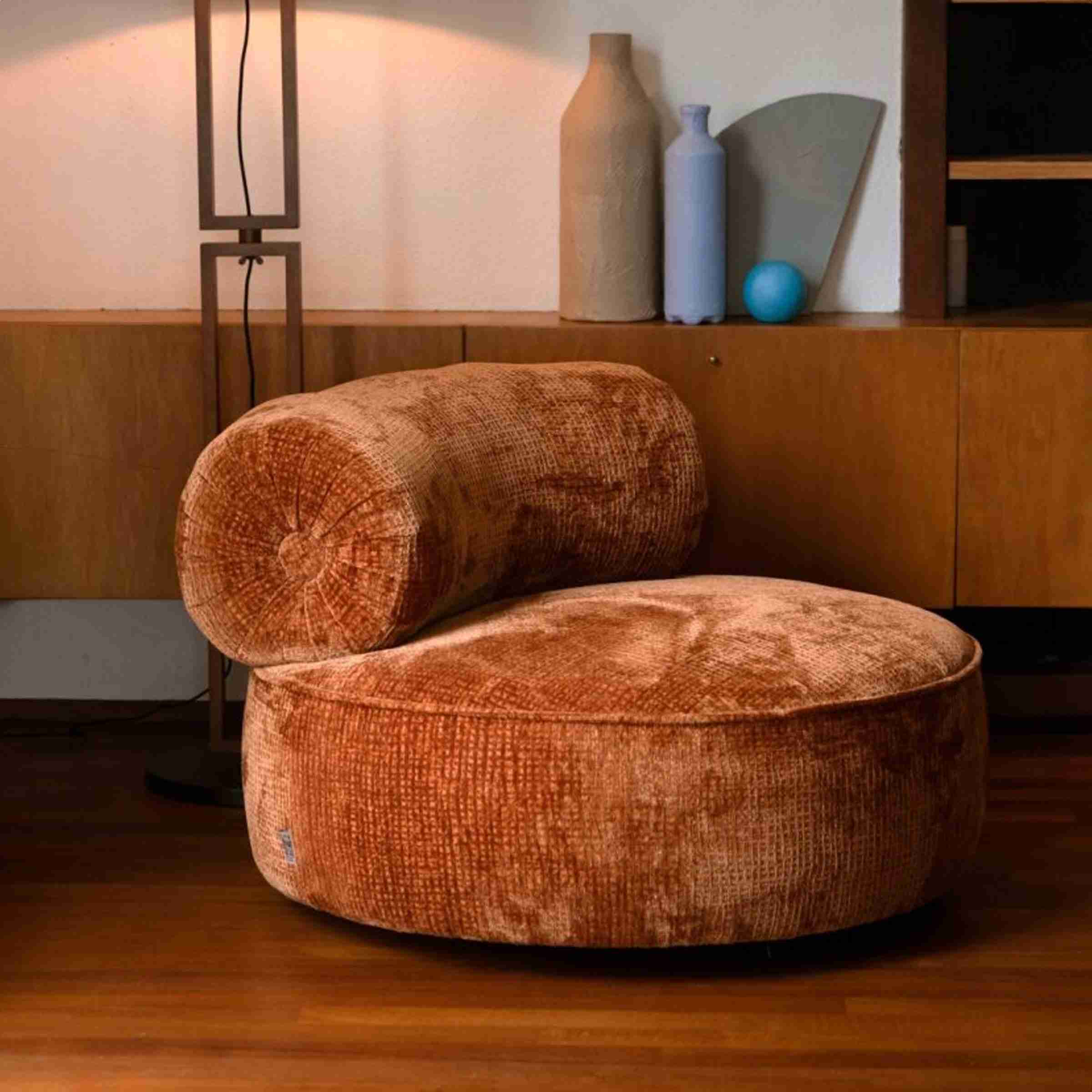 Dutchbone Fauteuil 'Tilbury' Chenille, kleur Oranje