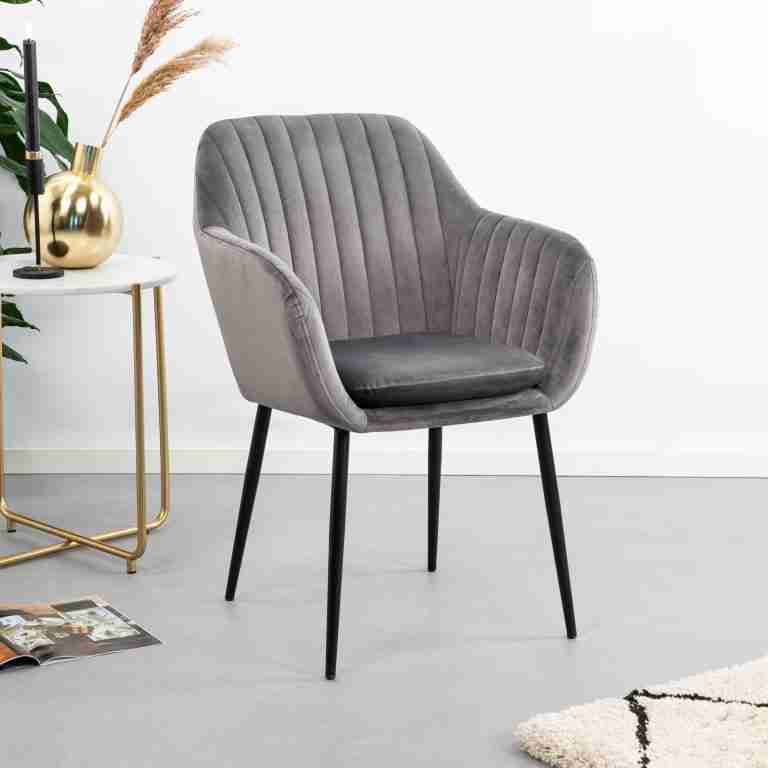Sohome Eetkamerstoel 'Albin' Velvet, kleur Donkergrijs