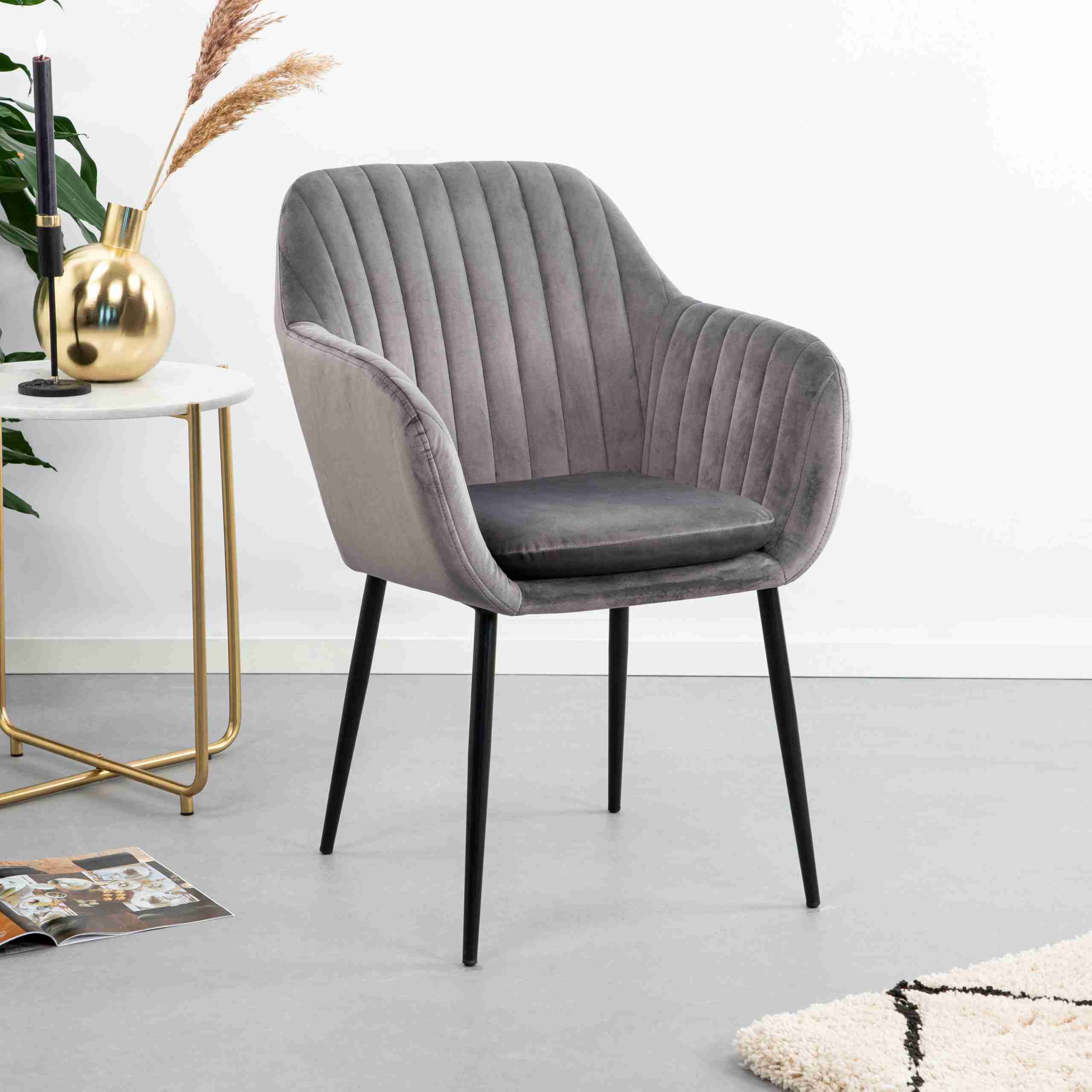 Sohome Eetkamerstoel 'Albin' Velvet, kleur Donkergrijs