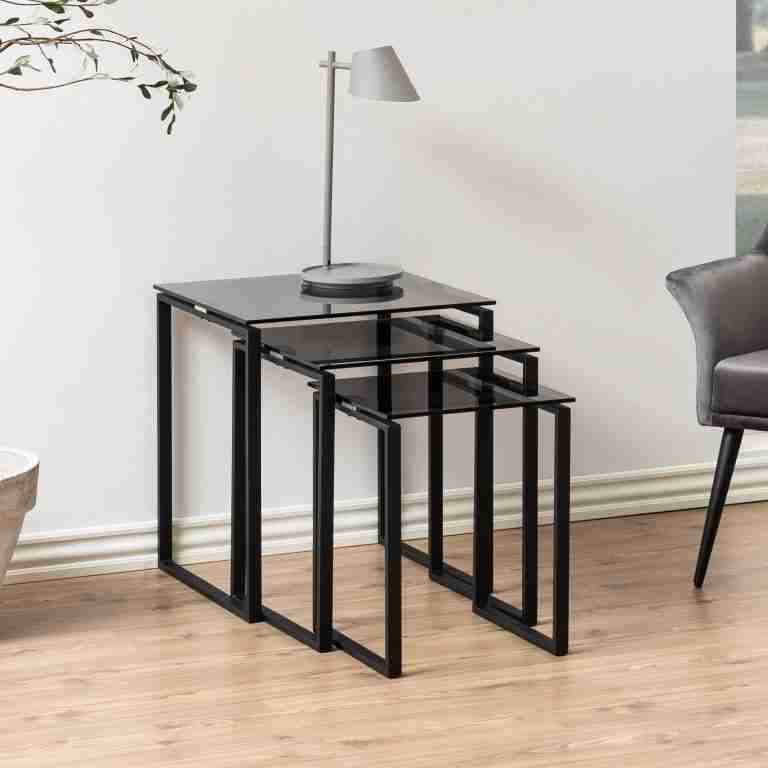 Bendt Bijzettafel 'Lone', Set van 3 stuks, kleur Smoke