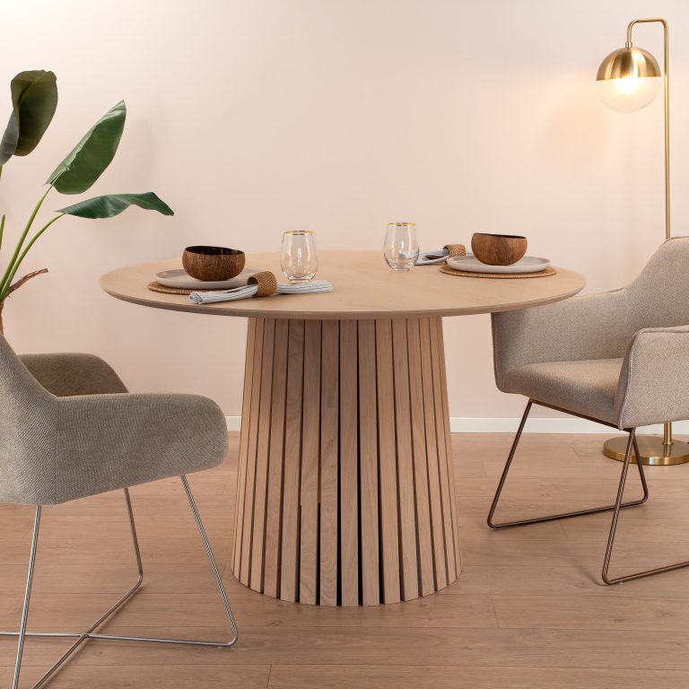 Sohome Ronde Eettafel 'Olivier' Eiken, 120cm, kleur Whitewash