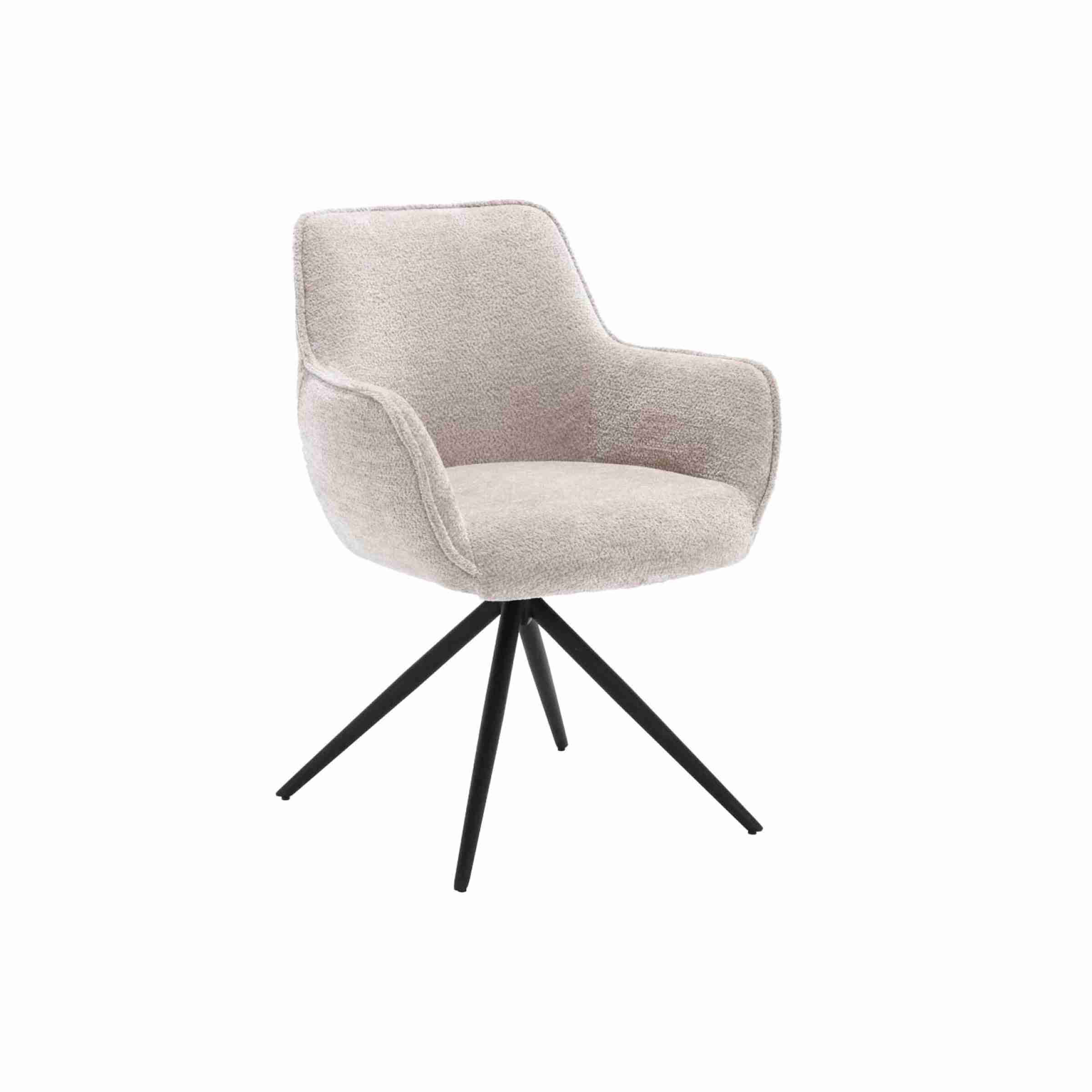 Tower Living Draaibare Eetkamerstoel 'Fondo' Chenille, kleur beige