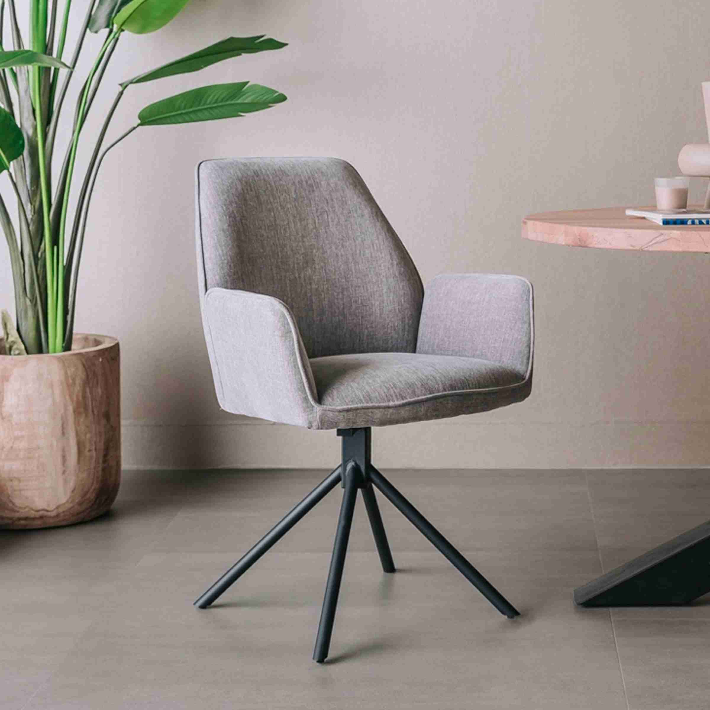 Tower Living Draaibare Eetkamerstoel 'Amaro' kleur Blauwgrijs