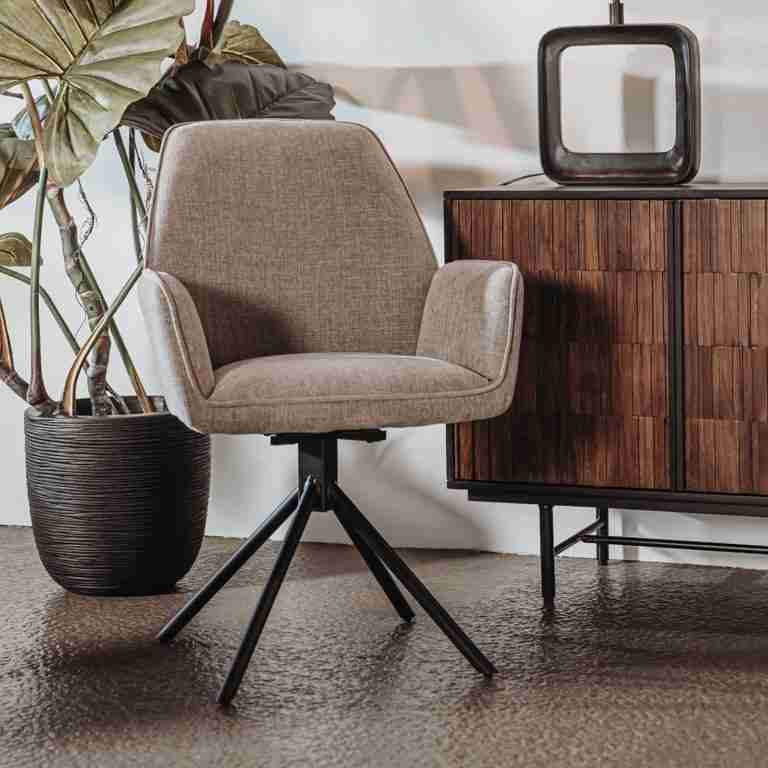 Tower Living Draaibare Eetkamerstoel 'Amaro' kleur Beige