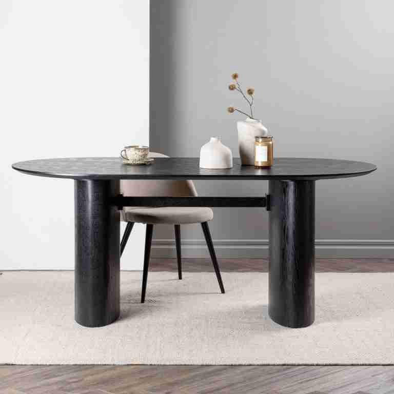 Nohr Ovale Eettafel 'Analuisa' MDF, 180 x 75cm, kleur Zwart