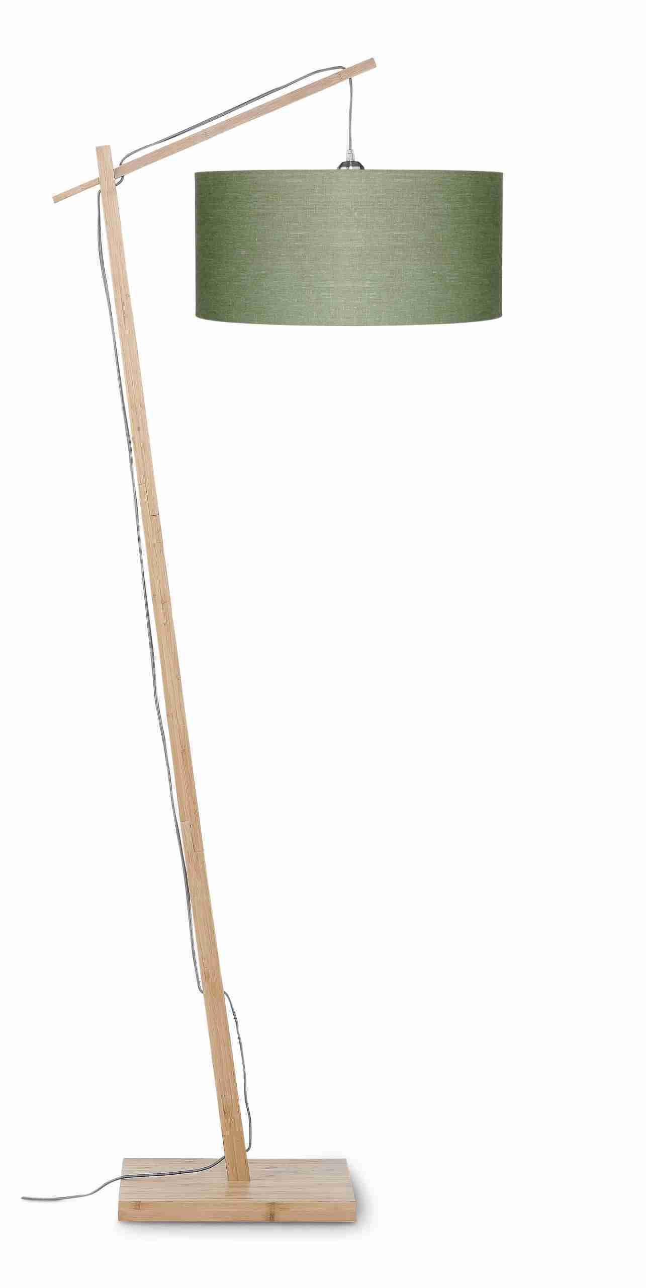GOOD&MOJO Vloerlamp 'Andes' Bamboe en Eco linnen, 176cm, kleur Groen