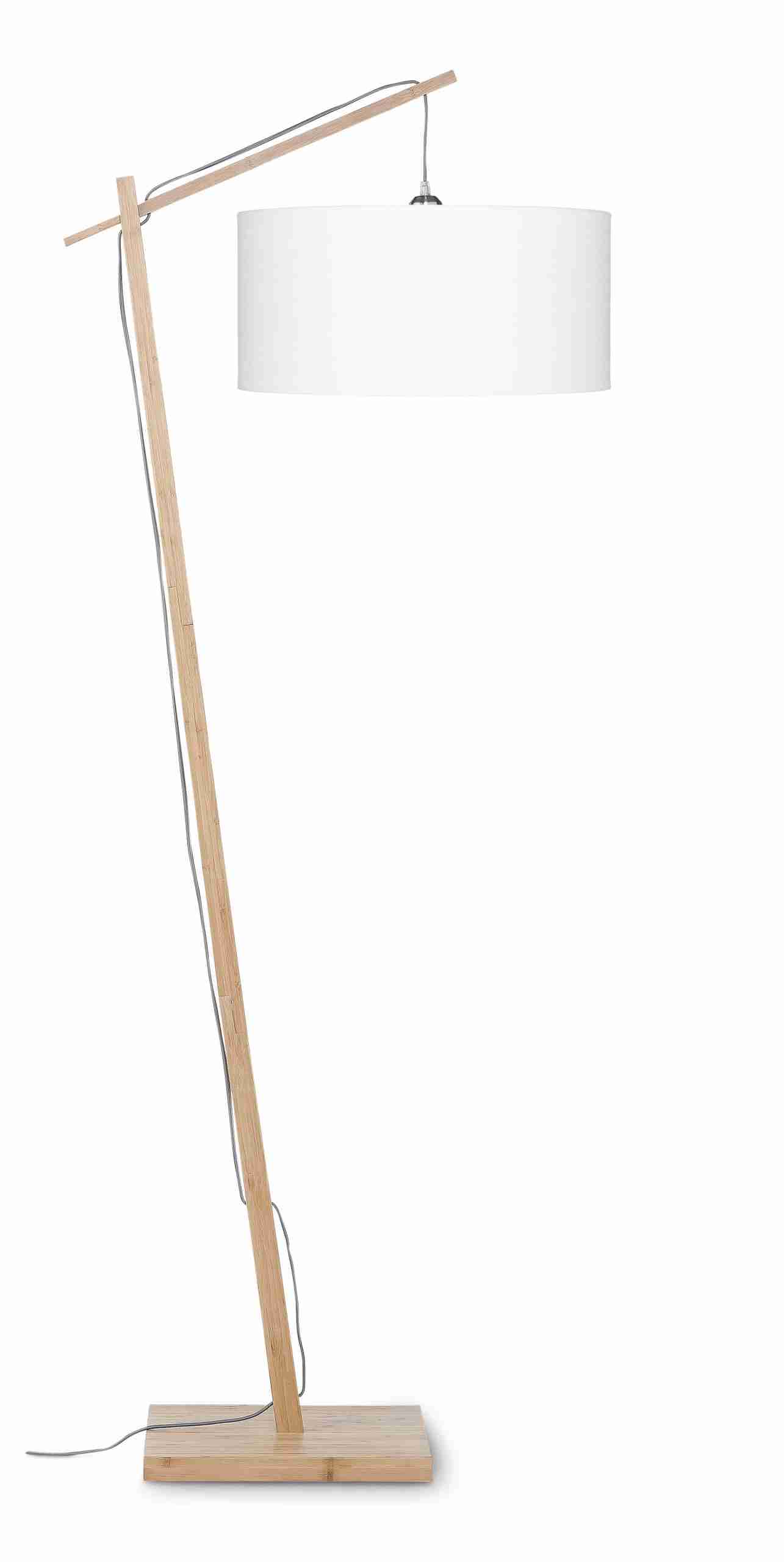 GOOD&MOJO Vloerlamp 'Andes' Bamboe en Eco linnen, 176cm, kleur Wit