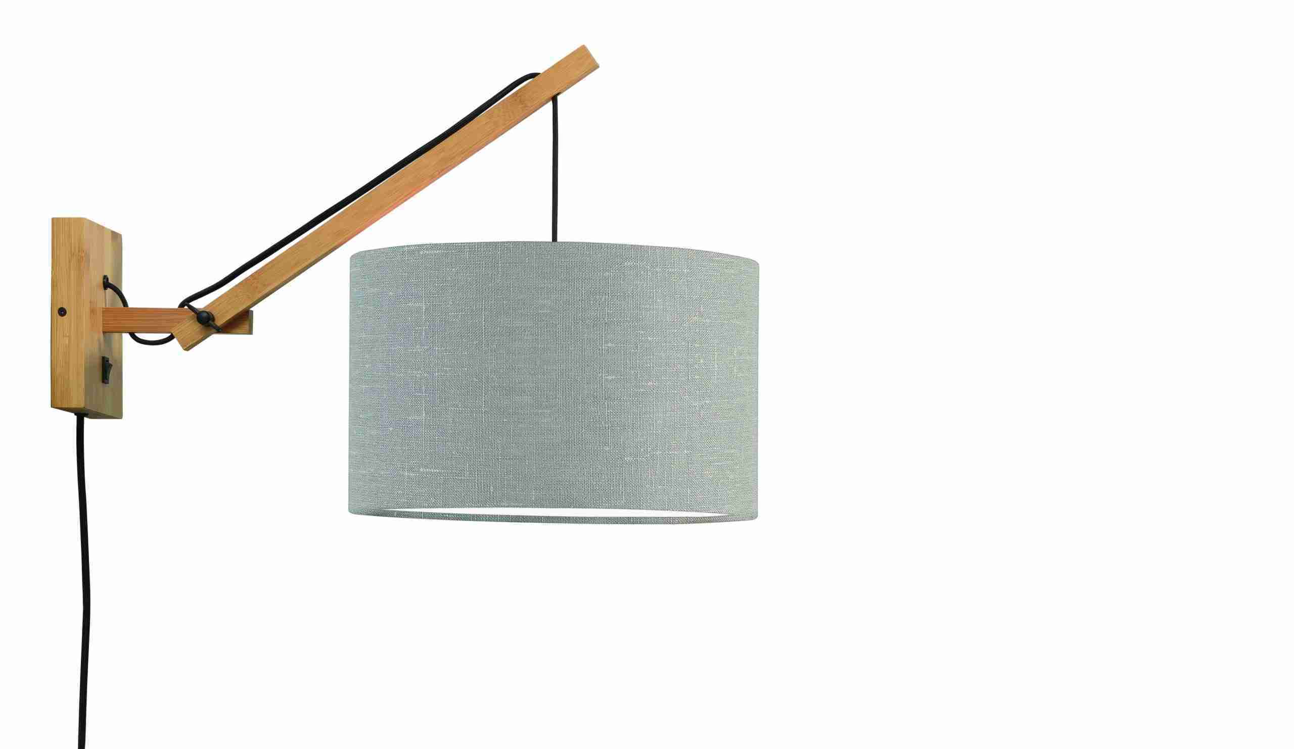 GOOD&MOJO Wandlamp 'Andes' Small, Bamboe en Eco linnen, kleur Lichtgrijs/Naturel