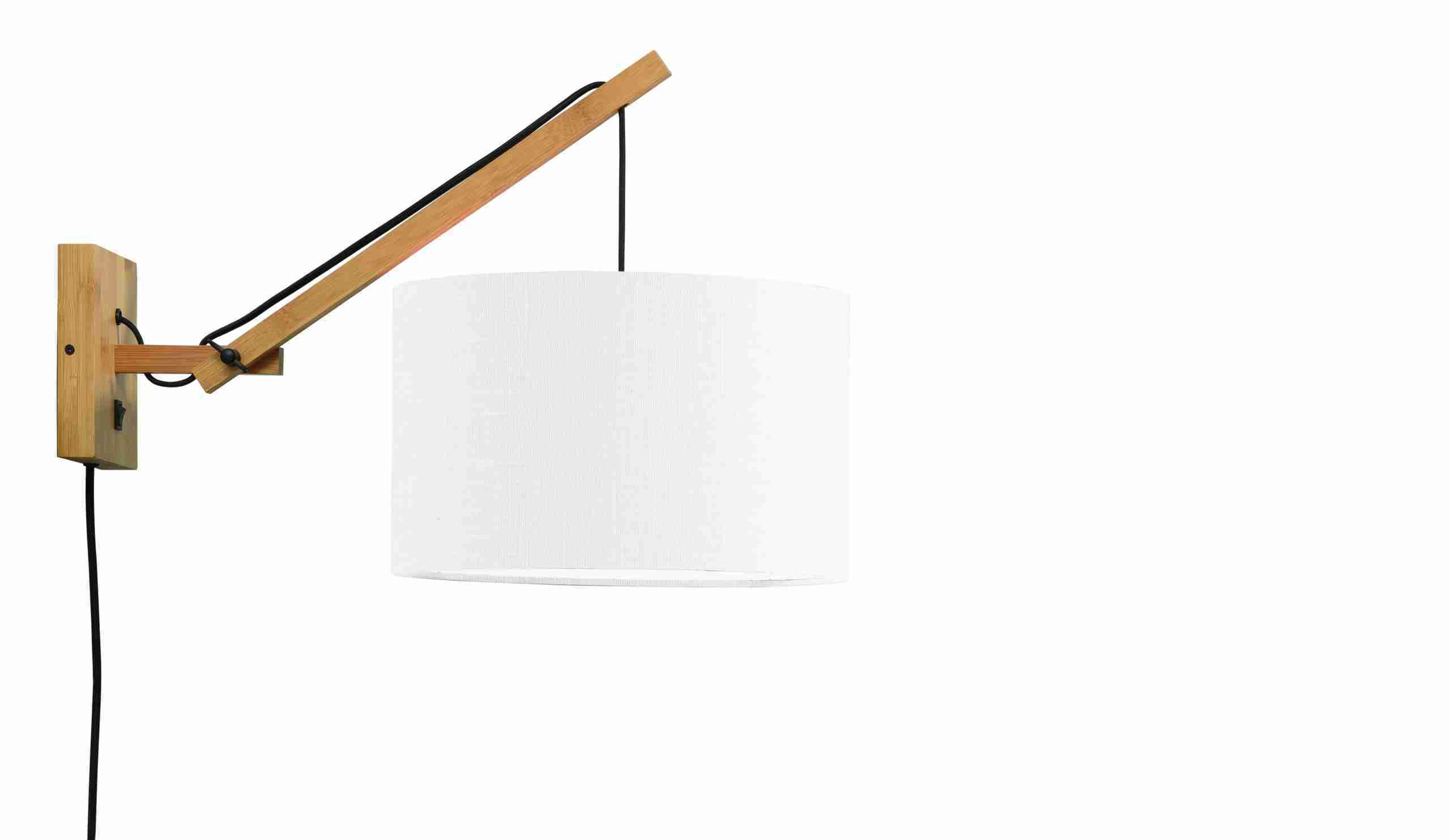 GOOD&MOJO Wandlamp 'Andes' Small, Bamboe en Eco linnen, kleur Wit/Naturel