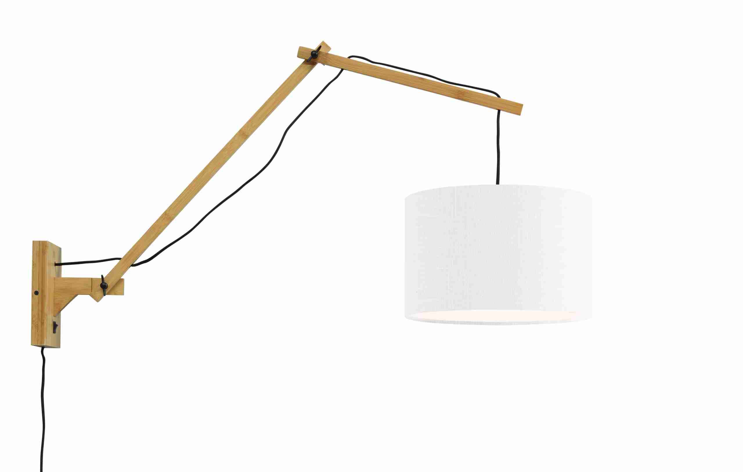 GOOD&MOJO Wandlamp 'Andes' Large, Bamboe en Eco linnen, kleur Wit/Naturel
