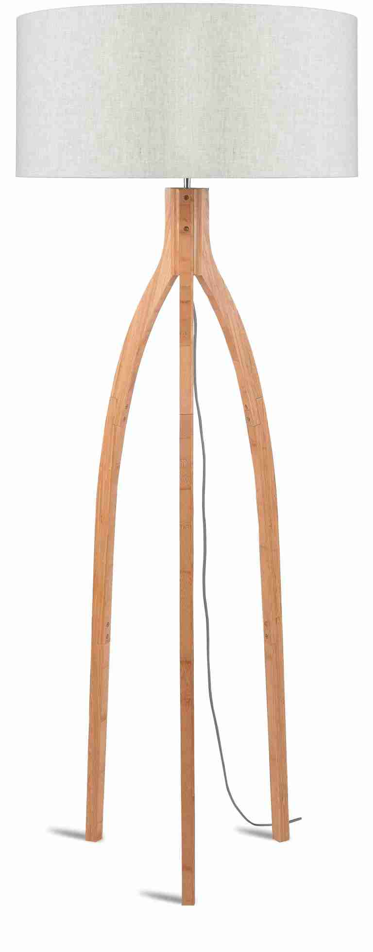 Good&Mojo Vloerlamp 'Annapurna' Bamboe en Eco linnen, kleur Beige