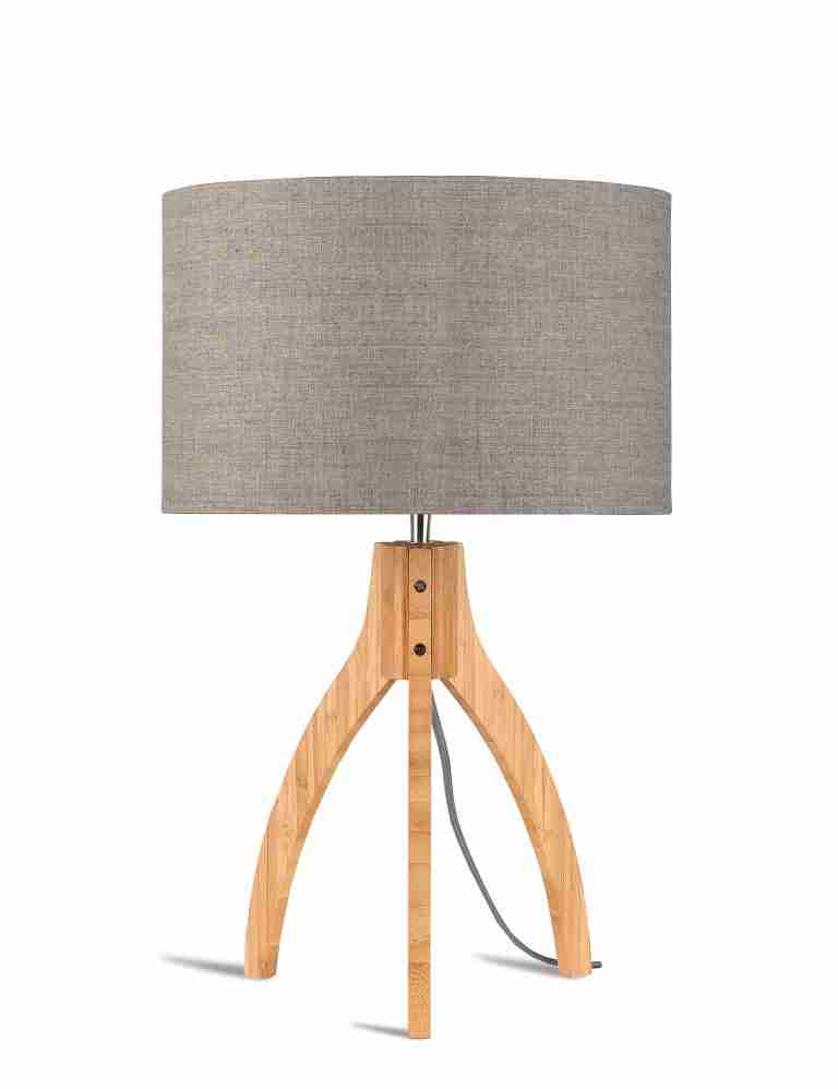 Good&Mojo Tafellamp 'Annapurna' Bamboe en Eco linnen, kleur Donkerbeige
