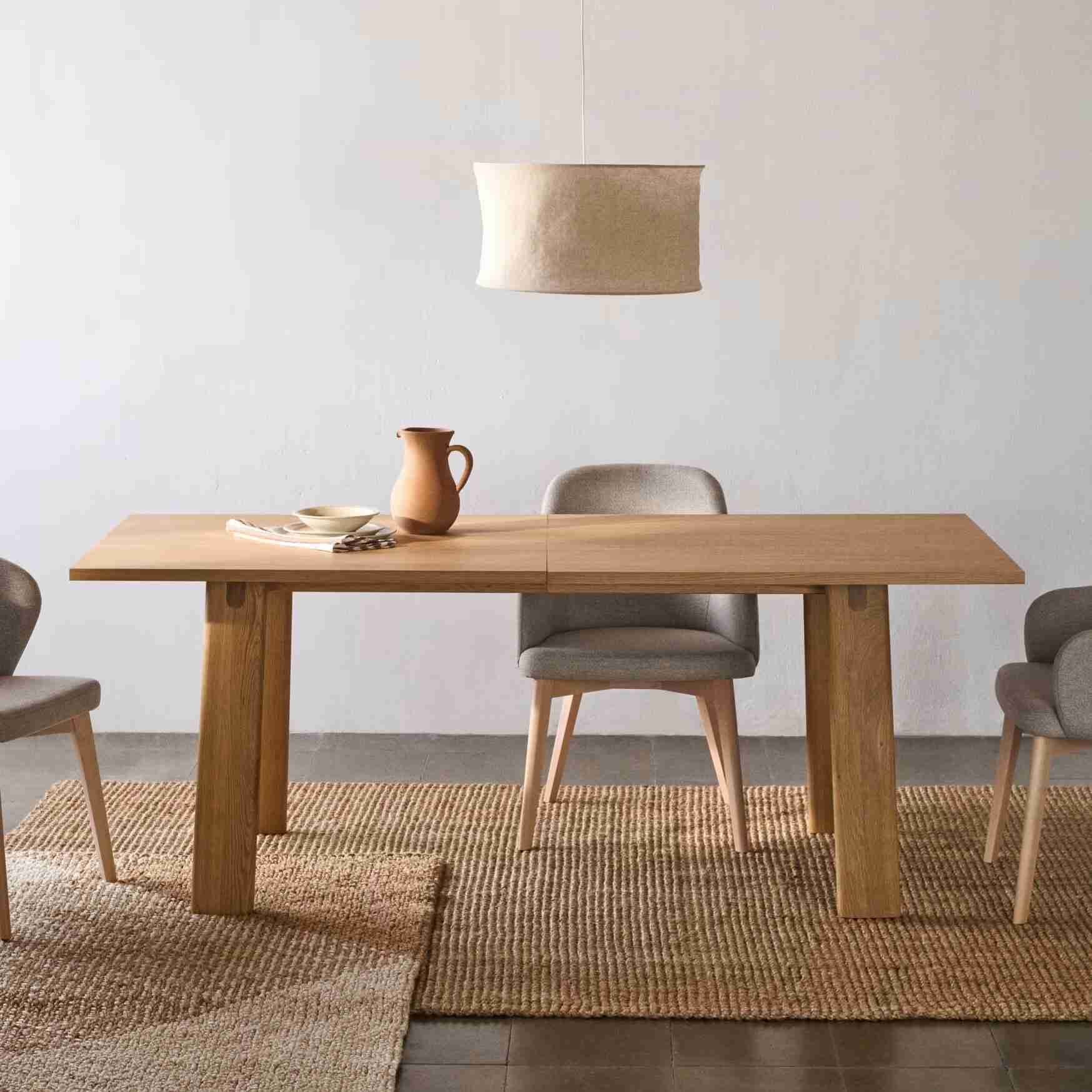 Kave Home Uitschuifbare Eettafel 'Arlen' Eiken, 200-250 x 95cm, kleur Naturel