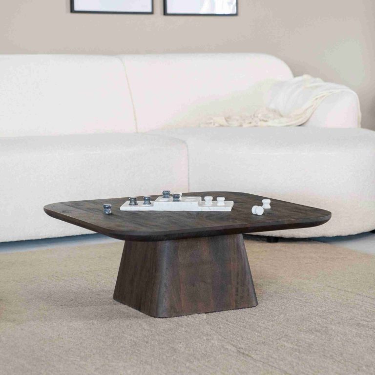 Eleonora Salontafel 'Aron' Mangohout, 80 x 80cm, kleur Bruin