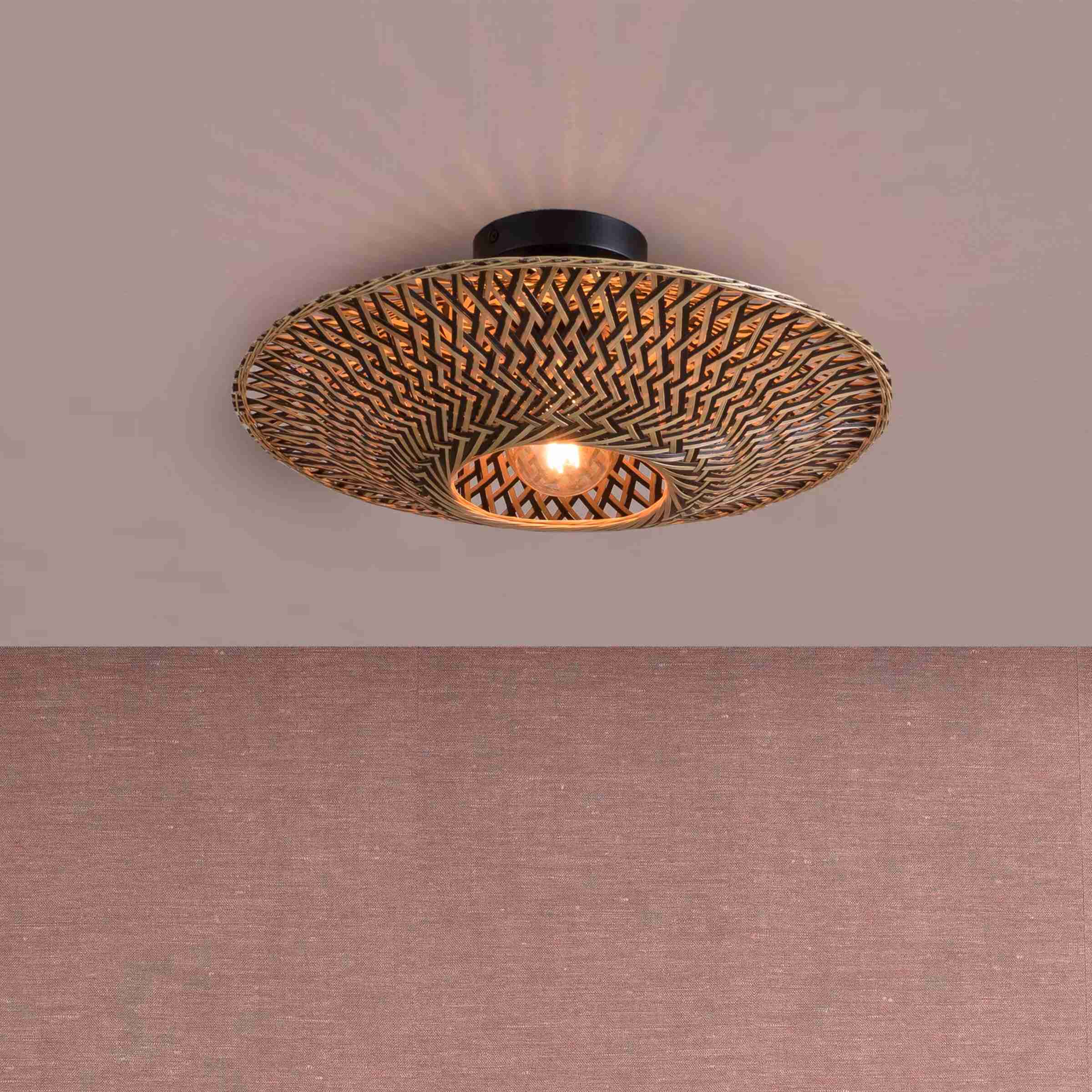 GOOD&MOJO Plafondlamp 'Bali' Small, Bamboe, kleur Naturel/Zwart