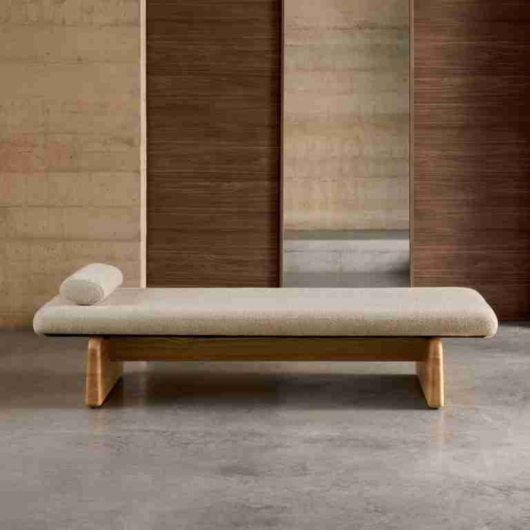 Kave Home Bank 'Topaz' Chenille en essenhout, 200cm, kleur Naturel
