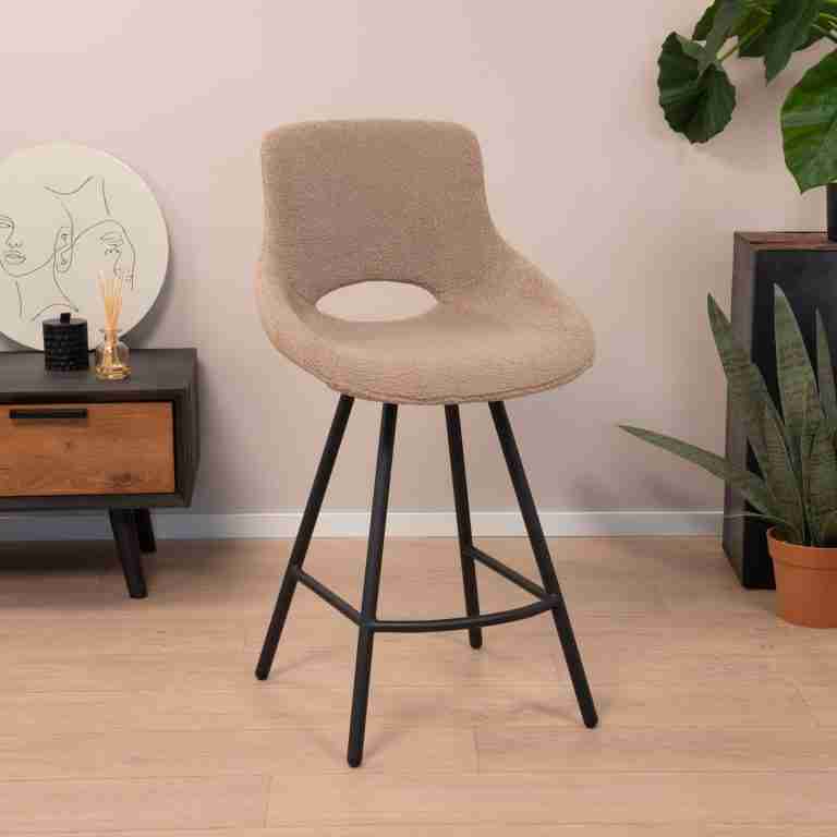Tower Living Barkruk 'Campo' Teddy, kleur Lichtbruin (zithoogte 65cm)