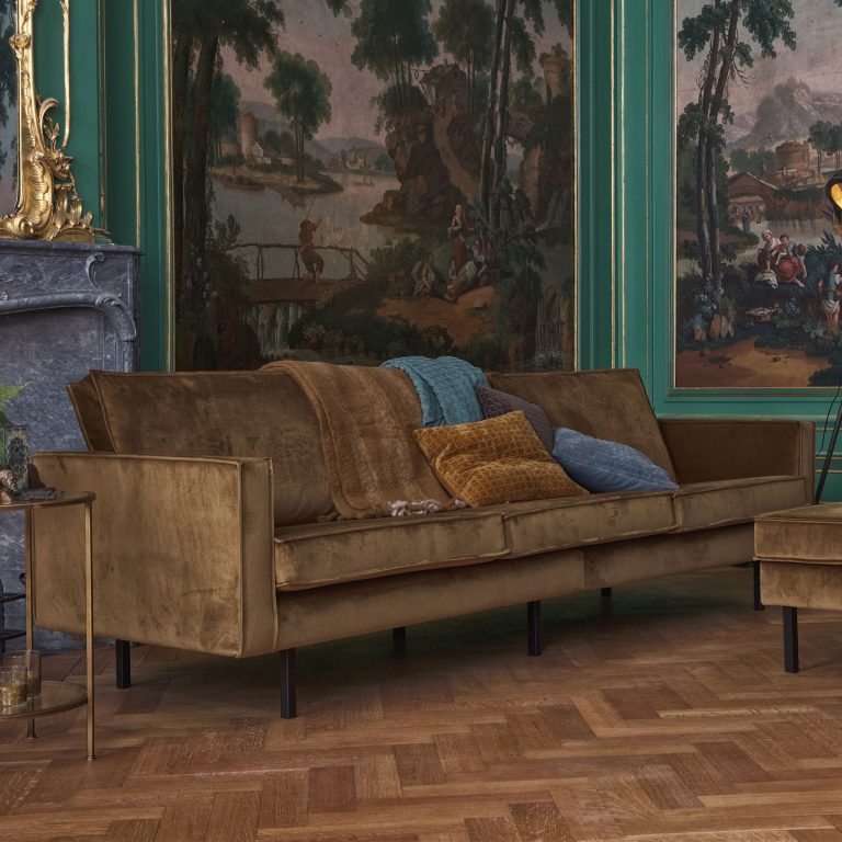 WOOOD Bank 'Rodeo' Velvet, 3-zits, kleur Honey (Geel)