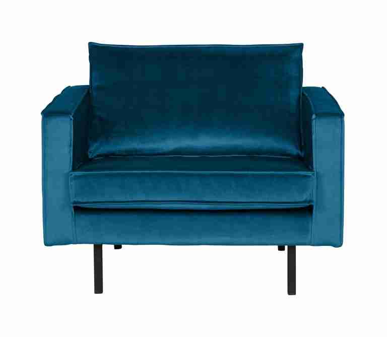 WOOOD Fauteuil 'Rodeo' Velvet, kleur Blauw