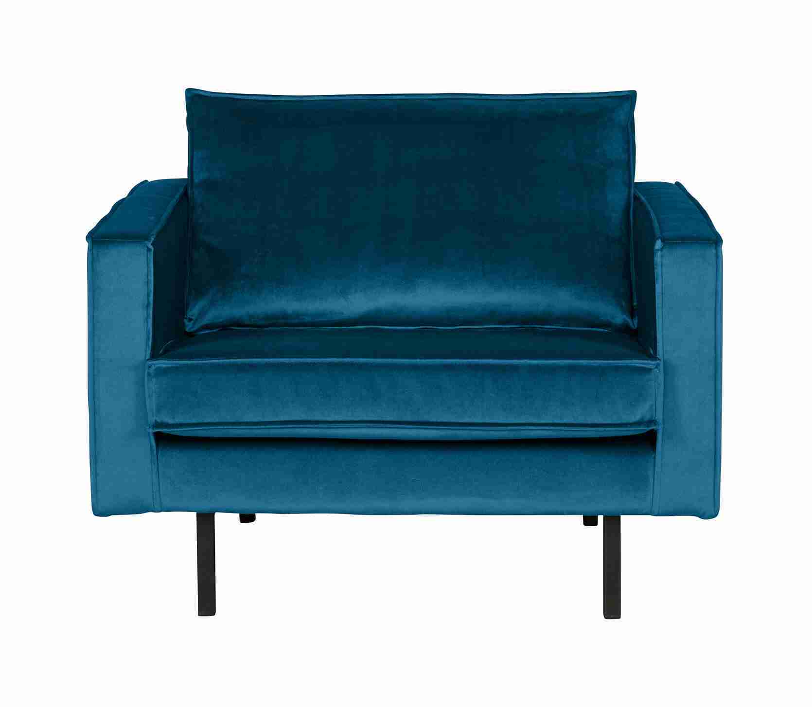 WOOOD Fauteuil 'Rodeo' Velvet, kleur Blauw