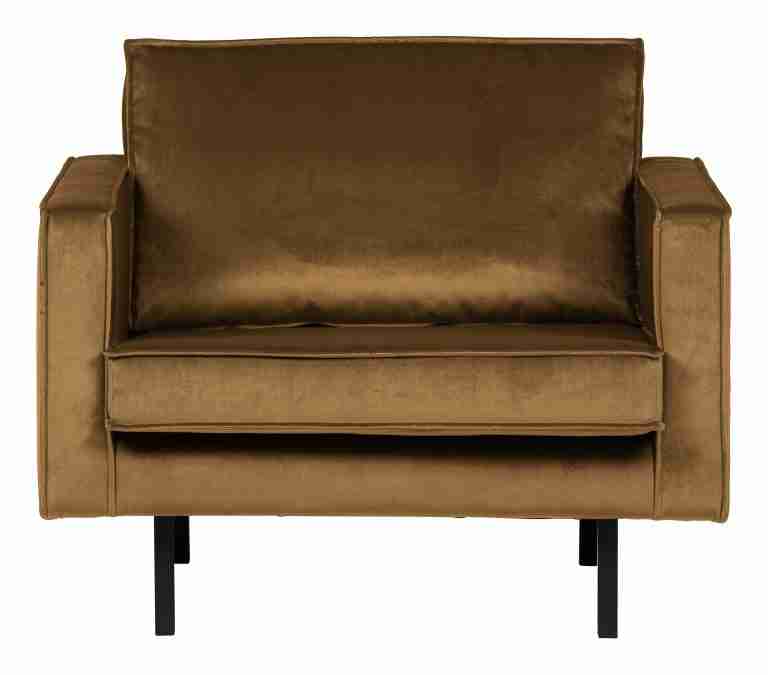 WOOOD Fauteuil 'Rodeo' Velvet, kleur Honing (geel)
