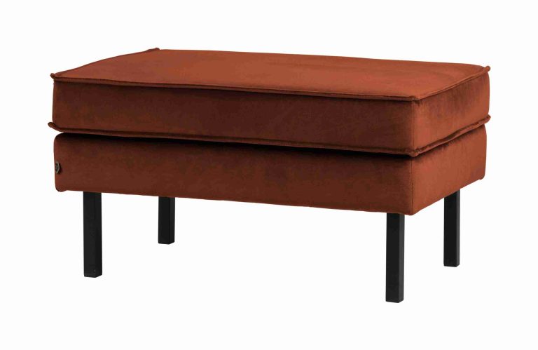 WOOOD Hocker 'Rodeo' Velvet, kleur Roestbruin