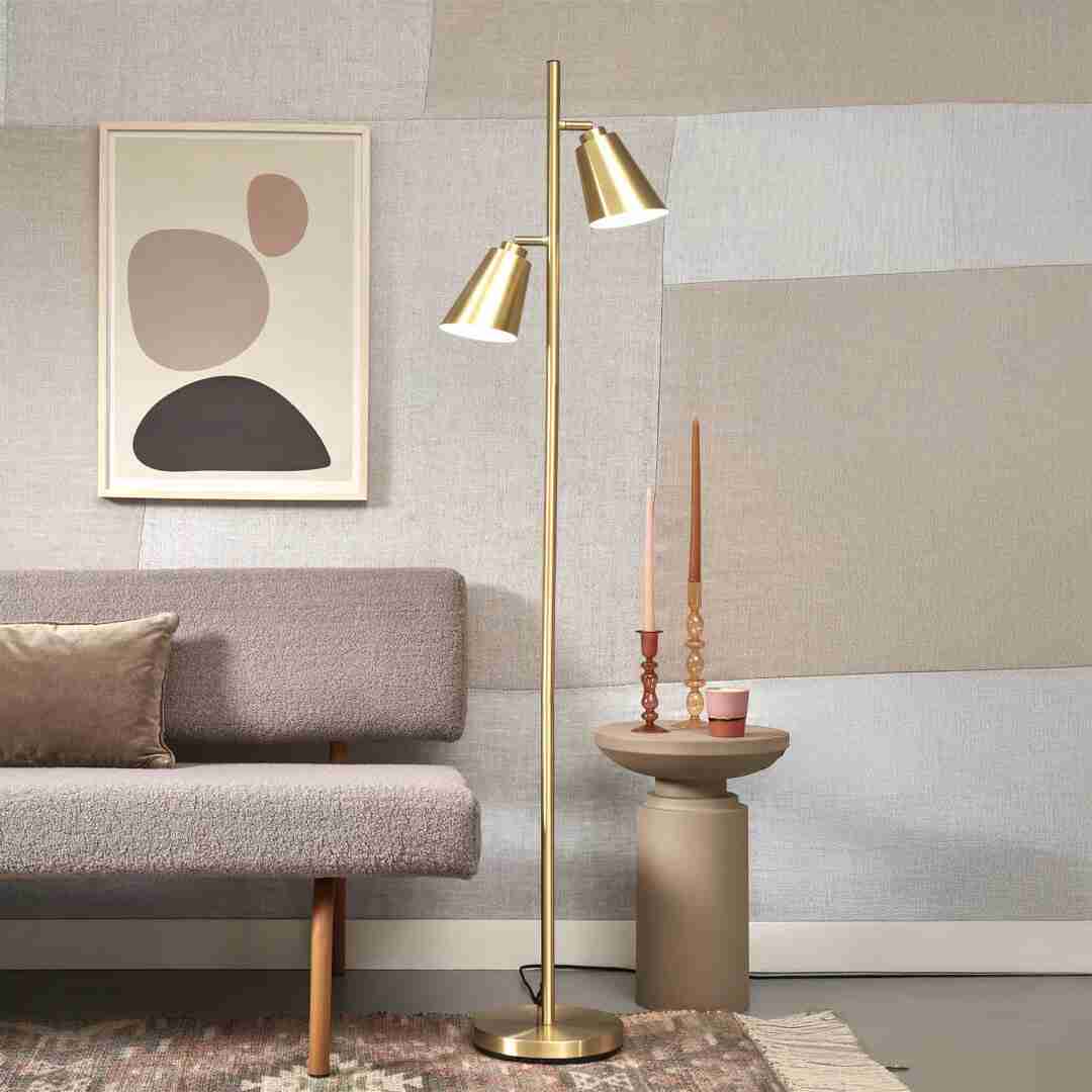 its about RoMi Vloerlamp 'Bremen' 2-lamps, kleur Goud