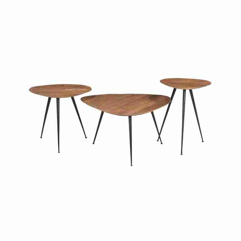 Brix Organische Salontafel 'Loua' Set van 3 stuks, kleur Naturel