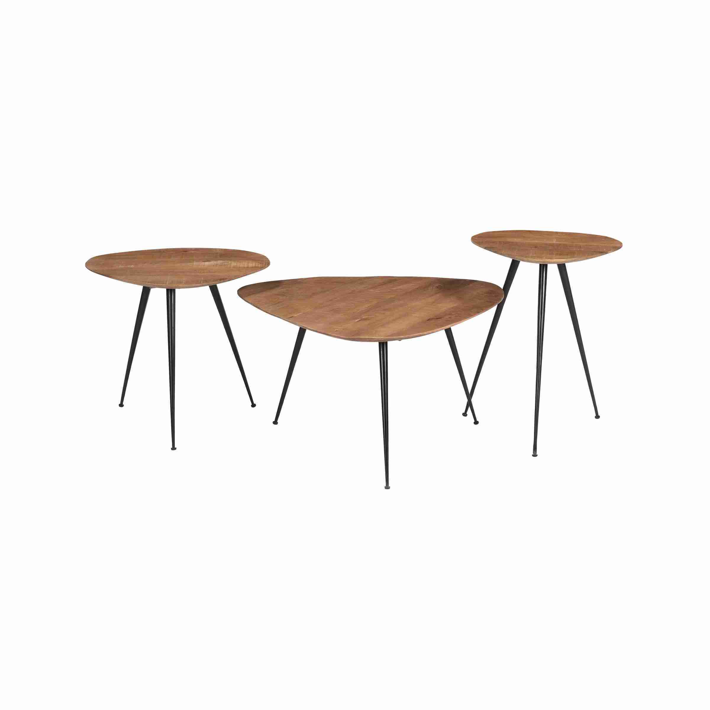 Brix Organische Salontafel 'Loua' Set van 3 stuks, kleur Naturel
