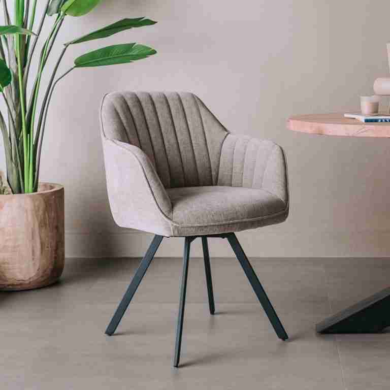 Tower Living Draaibare Eetkamerstoel 'Bruno' kleur Beige/Grijs