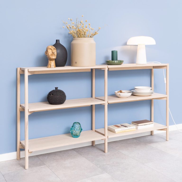 Bendt Laag Wandrek 'Calais' Eiken Whitewash, 169 x 88cm, kleur Wit