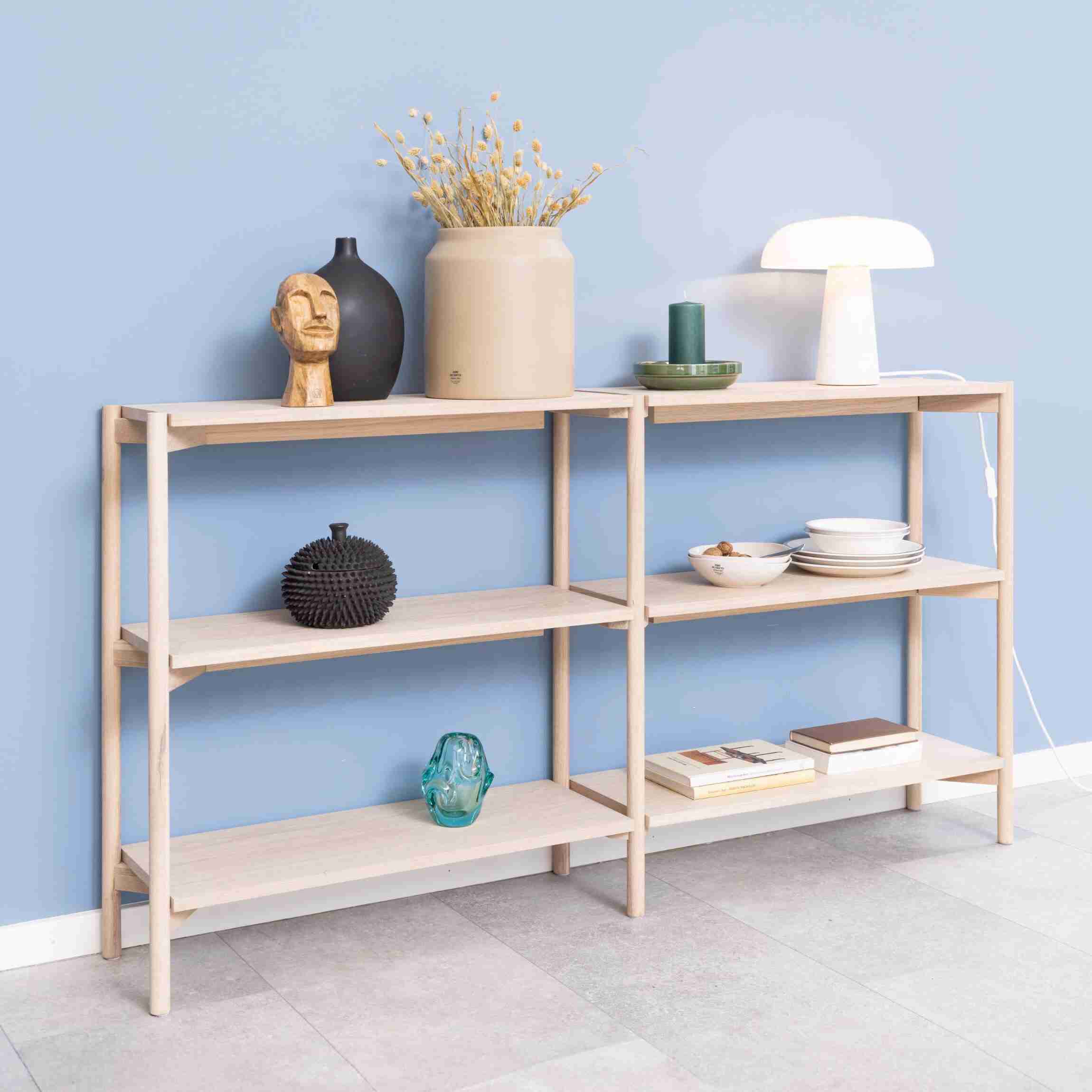 Bendt Laag Wandrek 'Calais' Eiken Whitewash, 169 x 88cm, kleur Wit