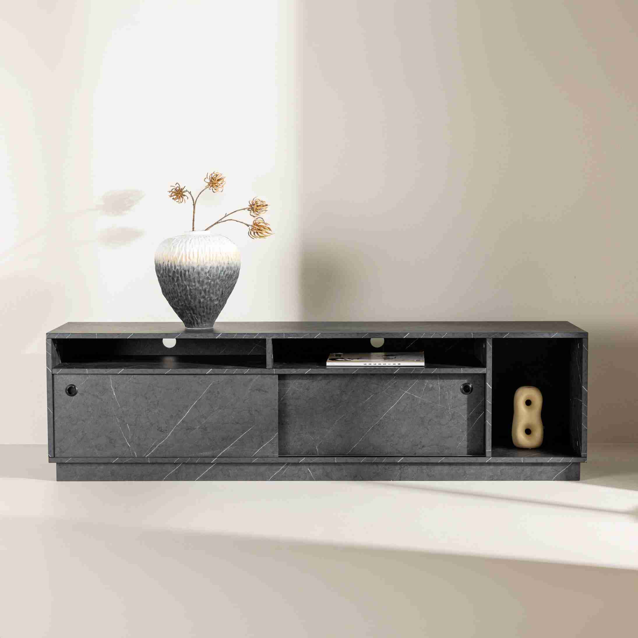 Nohr TV-meubel 'Charla' 180cm, Betonlook, kleur Zwart