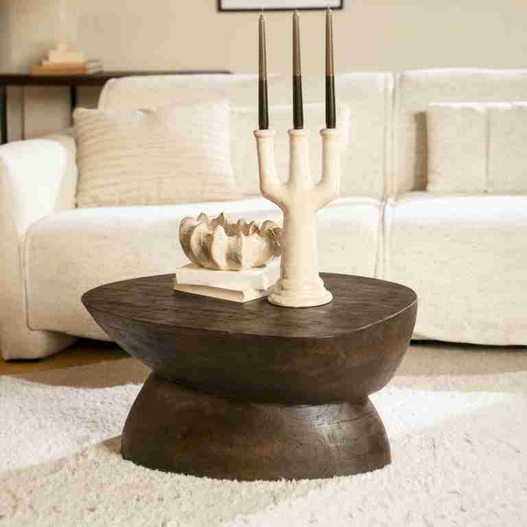 By-Boo Salontafel 'Cobble' Mangohout, 75 x 59cm, kleur Bruin